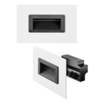 Ergonomically formed polyamide trough inset handles, suitable for different wall thicknesses